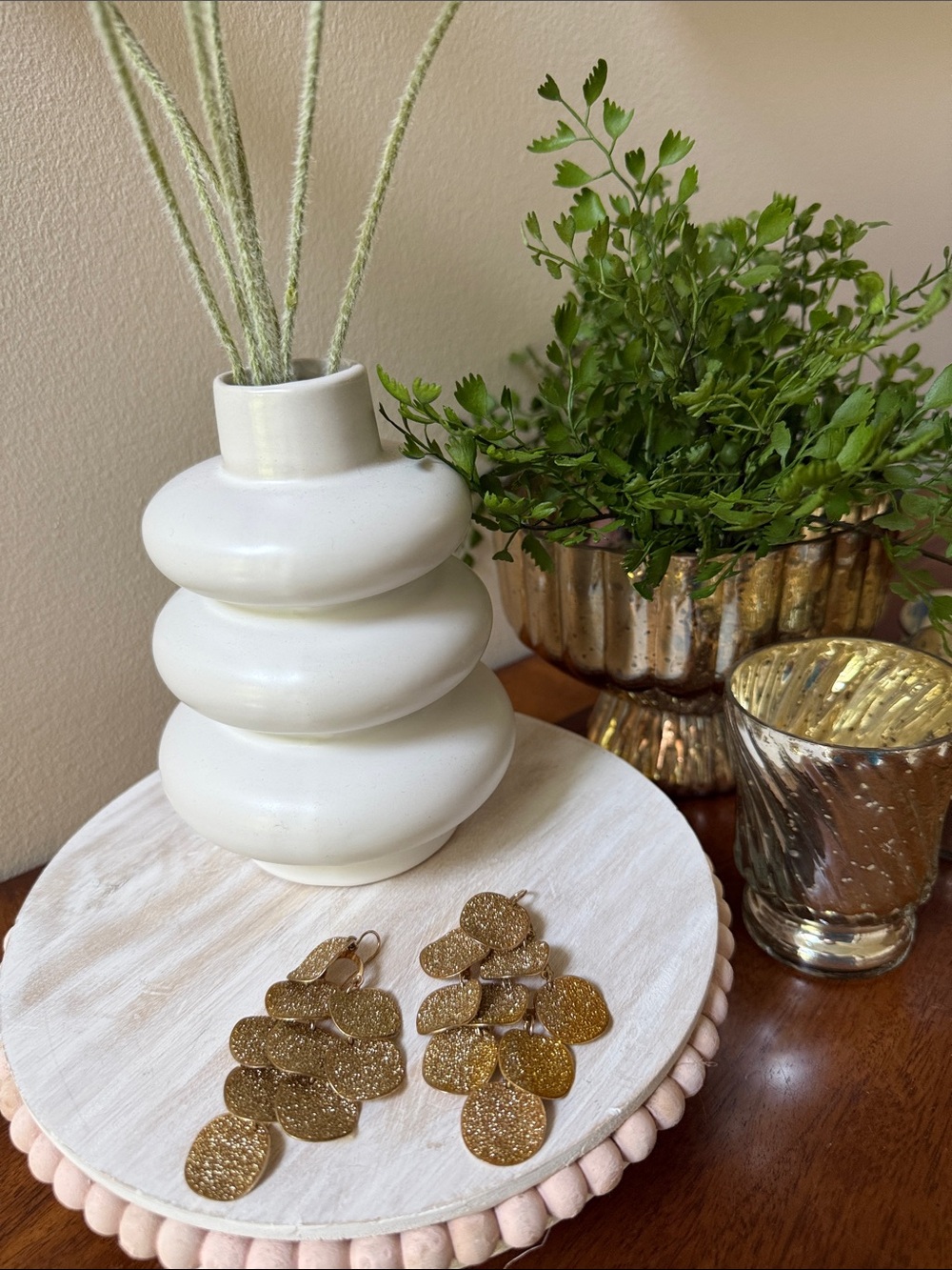 Shimmering Gold Layered Disc Earrings